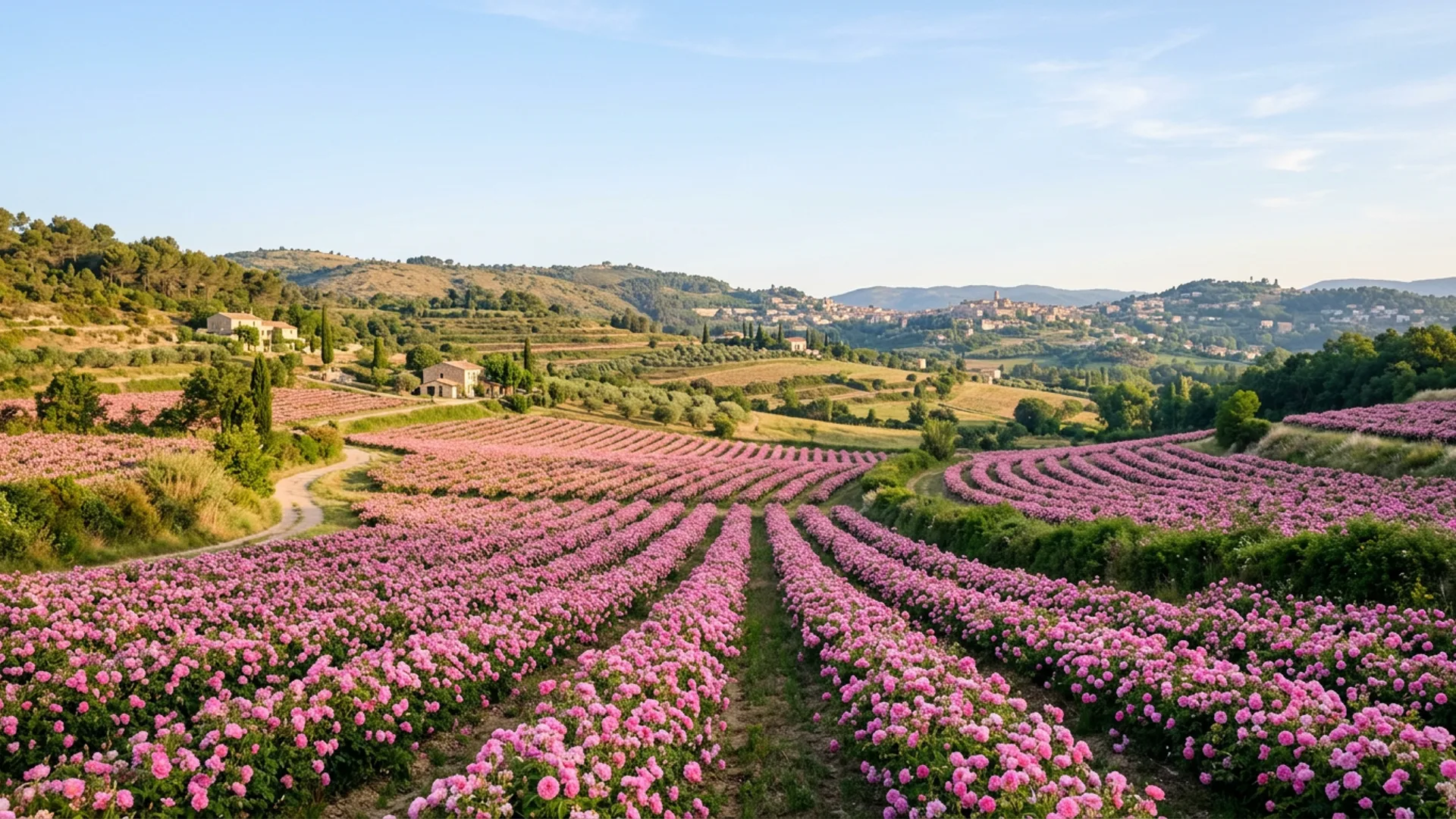 Rose fields in Grasse, France